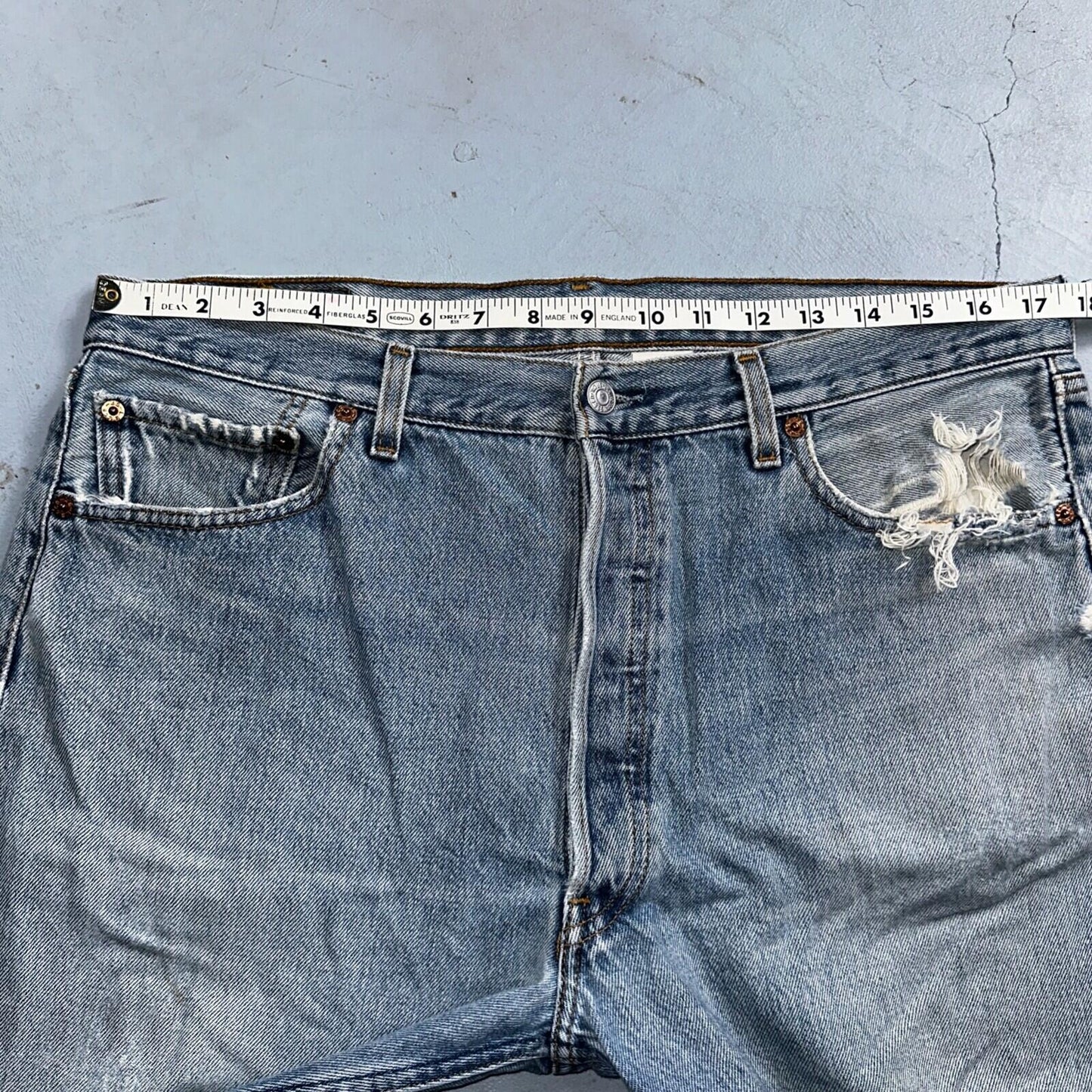 Levis 501 Vintage 90s XX Straight Leg Mexico Jeans 36x29 Light Wash Act 35x28