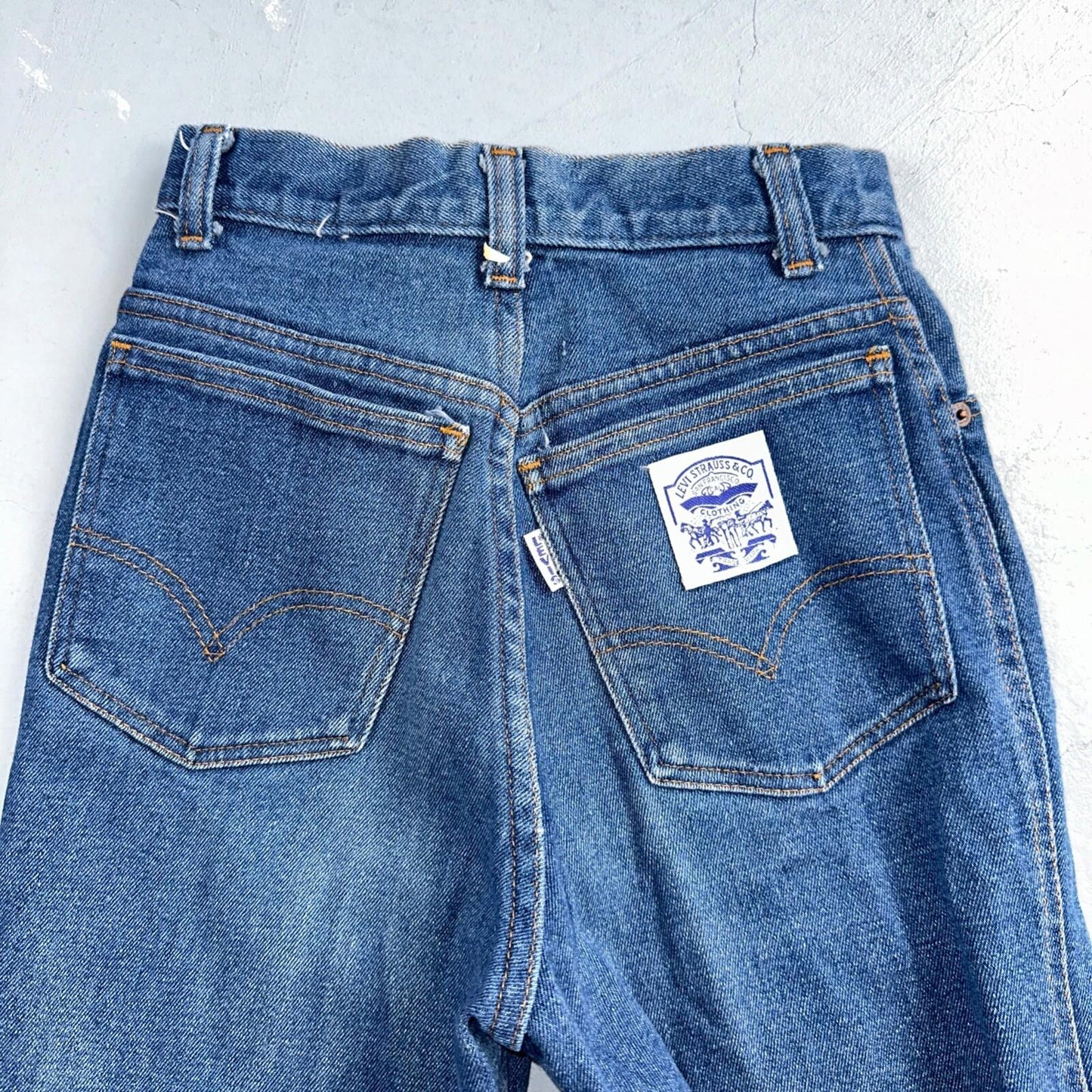 Levis Vintage Womens Size 24x32 White Tab Big E 501 Blue Straight Jeans 70s 80s