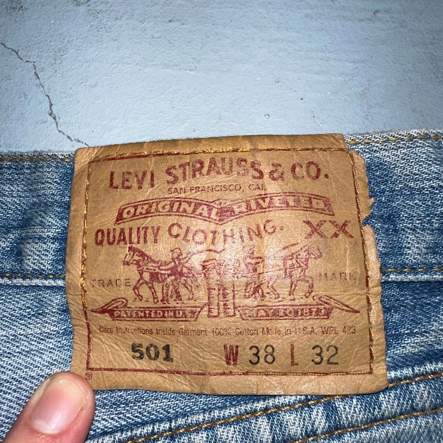 Levis 501 Vintage 90s USA XX Straight Leg Jeans Blue Light Wash 38x32 Act 36x32
