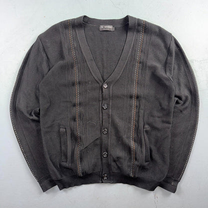V Uomo Rare Wool Collezione Black Long Sleeve Cardigan Italy Designer Sweater