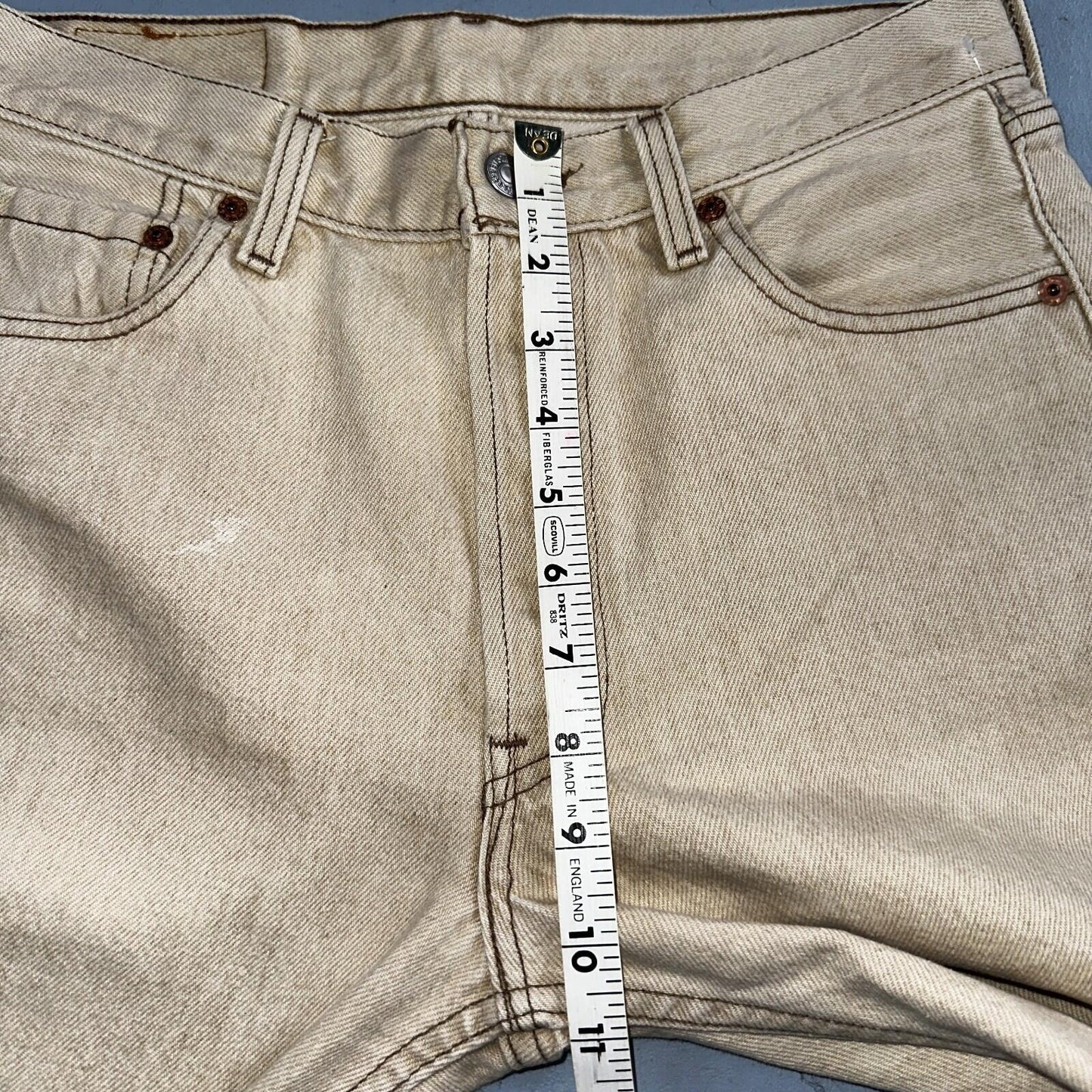Levis 501 Vintage 90s USA XX Straight Leg Jeans Beige Light Wash 30x34 Act 29x29