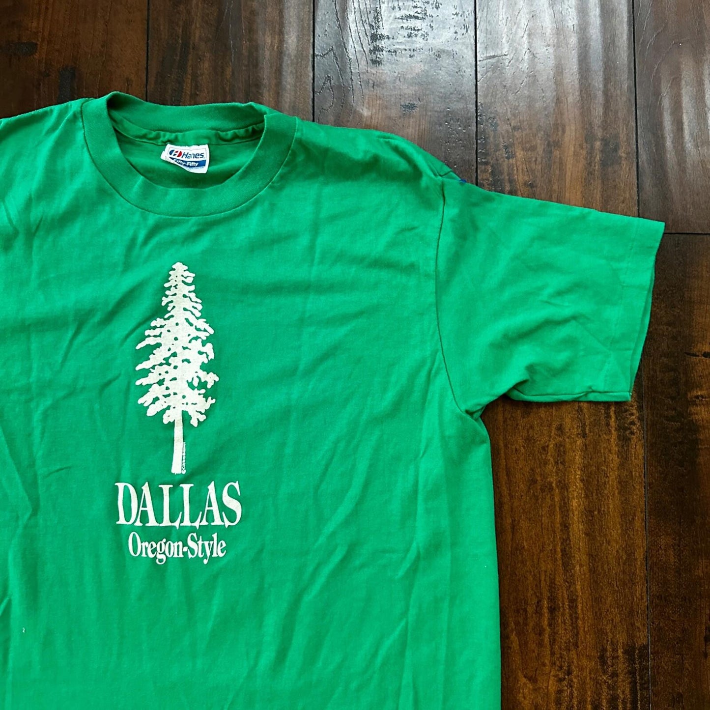Dallas Oregon Vintage T Shirt Green Lucky Style 80s Hanes USA PDX Portland