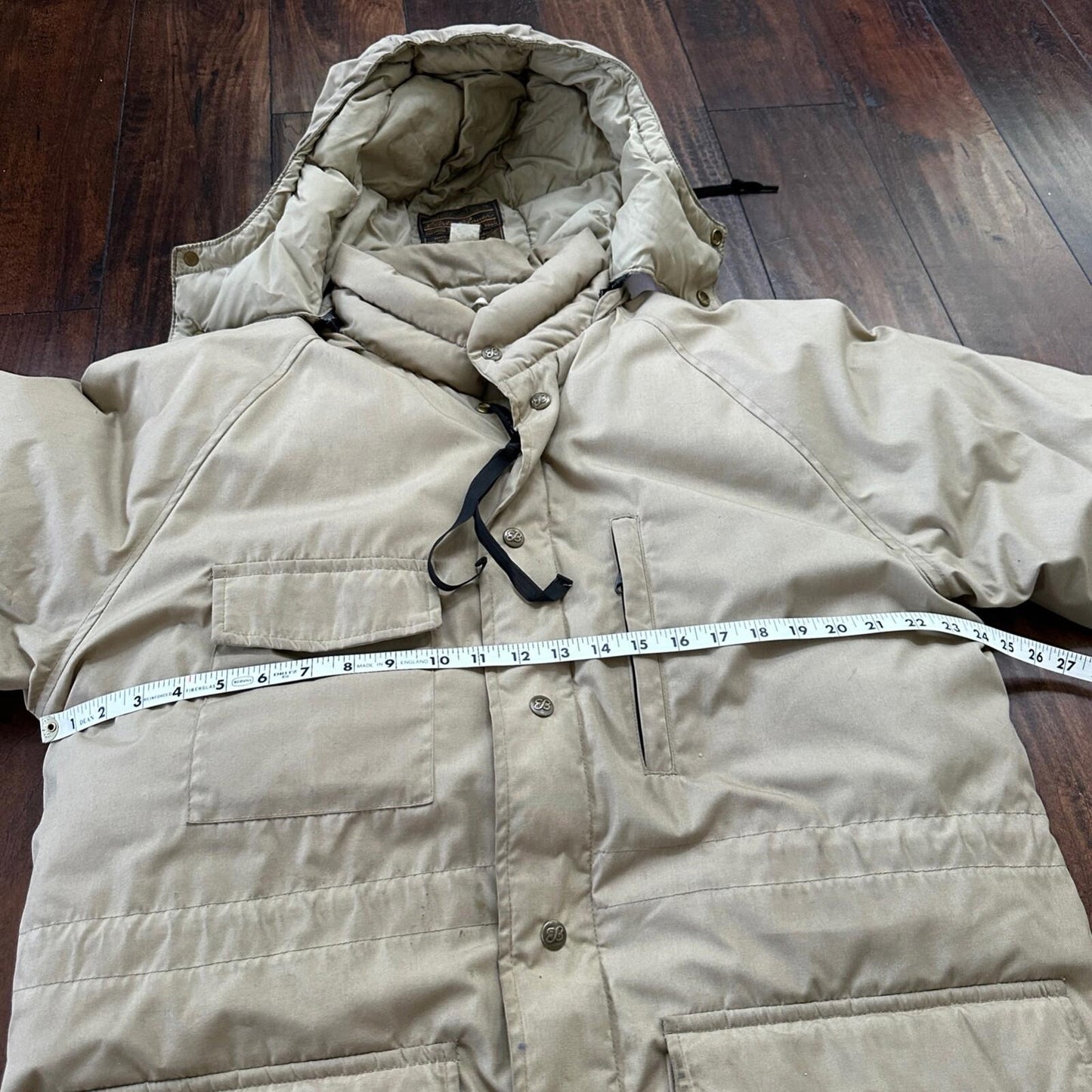 Vintage 1970s 1980s Eddie Bauer Goose Down Puffer Parka Jacket Tan Men's L 70s