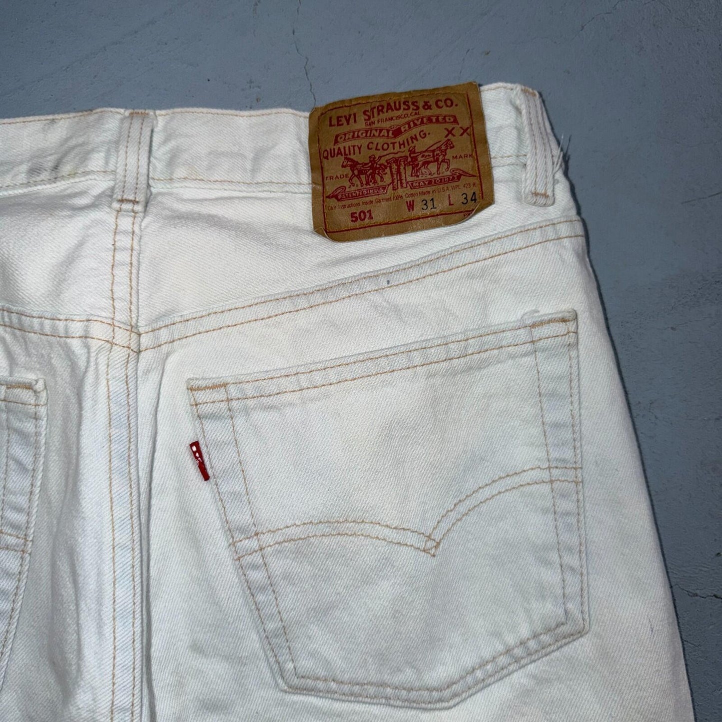 Levis 501 Vintage 90s USA XX Straight Leg Jeans Blue Light Wash 31x34 Act 29x33