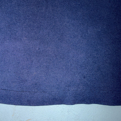 Blank 1970s Long Sleeve VTG T Shirt Single Stitch Navy Blue 70s 80s 50/50 Blend