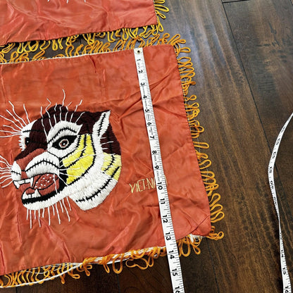 VTG Vietnam Handmade Silk Embroidered Tiger Souvenir Wall Art Collectible Jacket