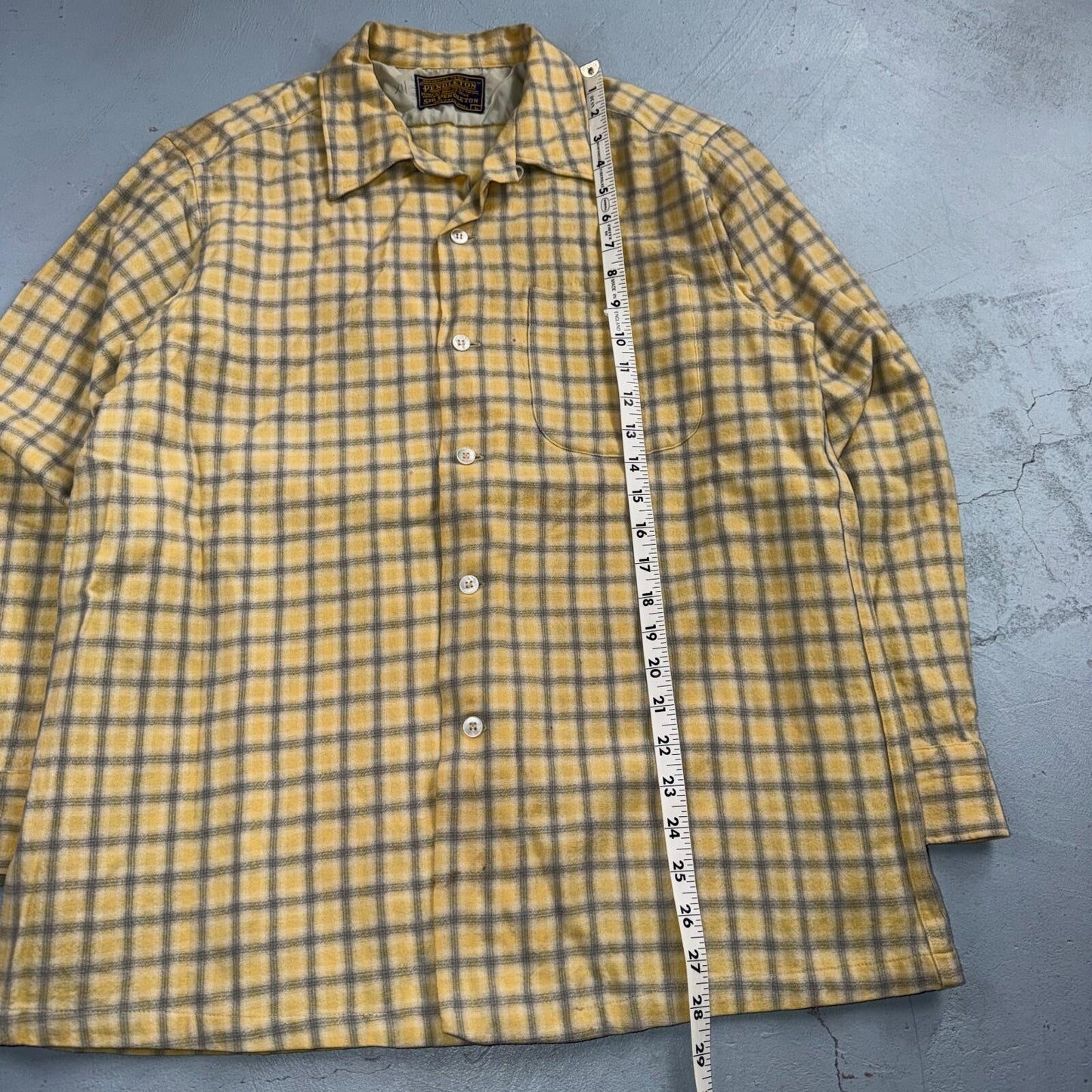 Pendleton VTG 1960s Loop Collar Board Shirt Wool Plaid Flannel Shirt Checker