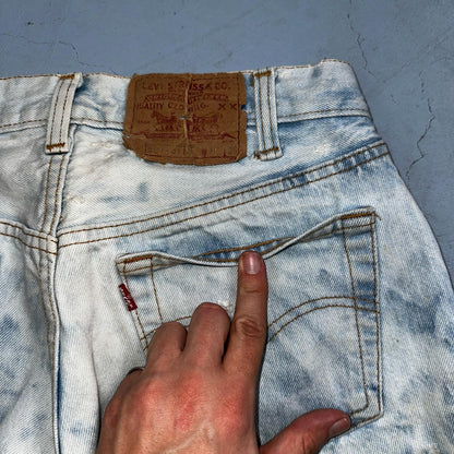 Levis 501 Vintage 80s USA XX Straight Leg Jeans 30x36 Bleach Light Wash Ac 26x31