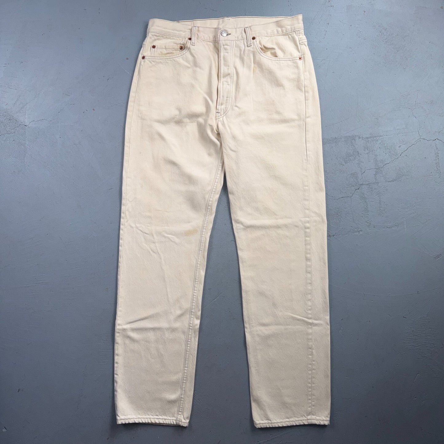 Levis 501 Vintage 80s USA XX Straight Leg Jeans White Light Wash 36x34 Act 33x32