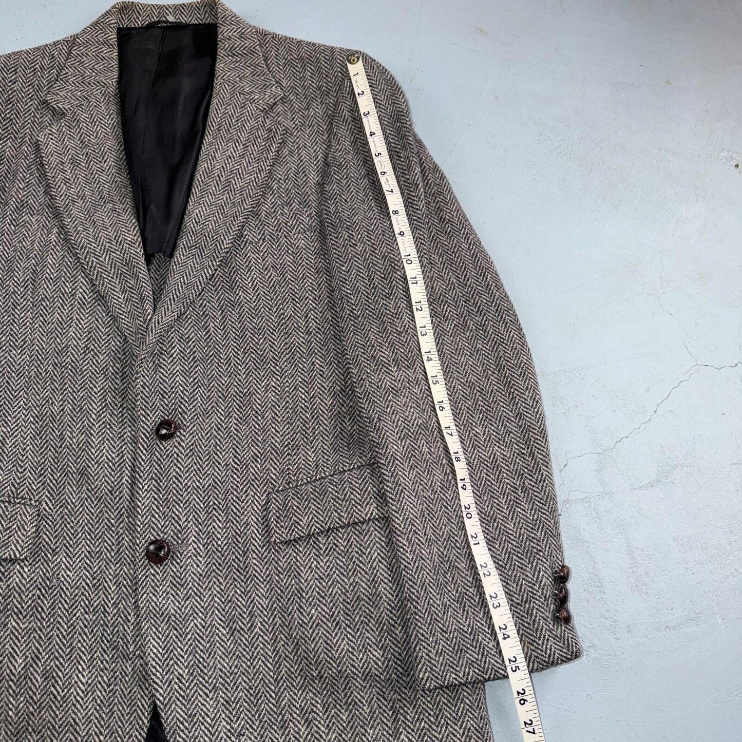 Harris Tweed Stafford Vintage 40 Blazer Gray Herringbone Wool Sport Coat USA