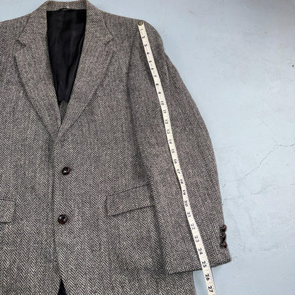 Harris Tweed Stafford Vintage 40 Blazer Gray Herringbone Wool Sport Coat USA