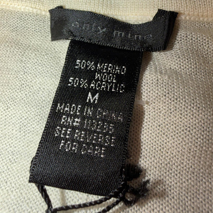 Only Mine Merino Wool Crop Long Sleeve Open Front Cardigan Knit Med Balletcore