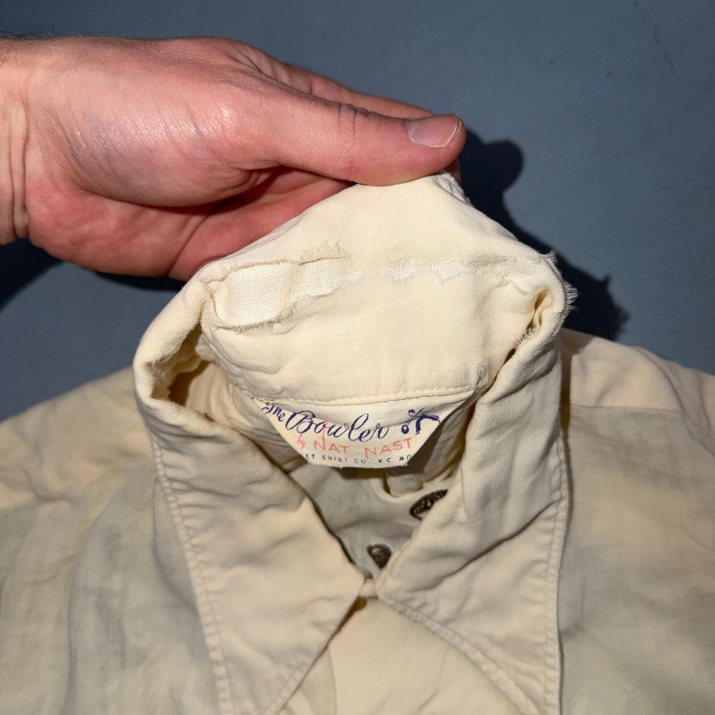 VTG Nat Nast Shirt 1950s Chainstitch Gab Gabardine Short Sleeve Rockabilly RARE