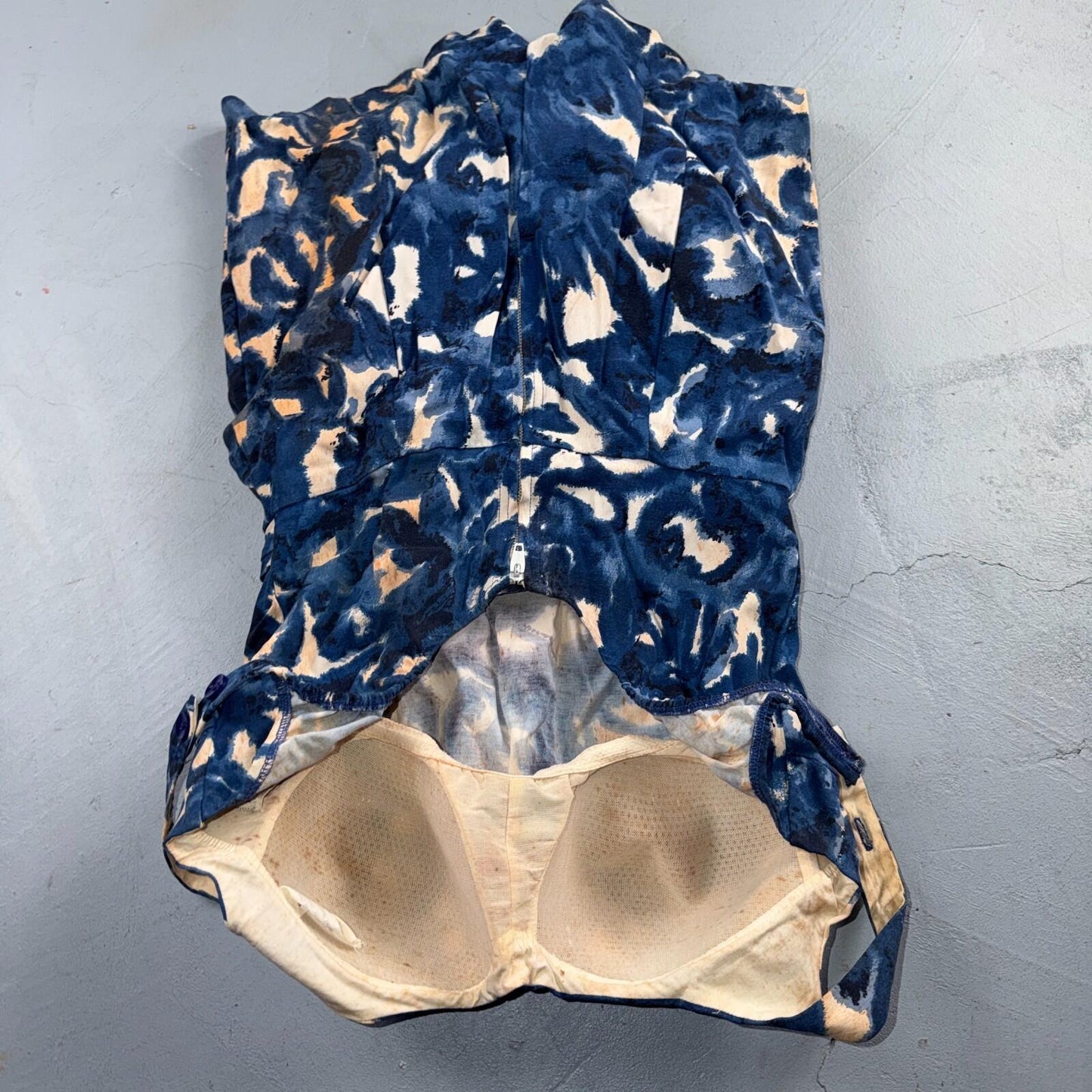 VTG 1950s Women’s Blue Skort Dress Swimsuit California Rockabilly Swim Bodysuit
