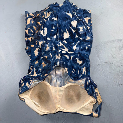 VTG 1950s Women’s Blue Skort Dress Swimsuit California Rockabilly Swim Bodysuit