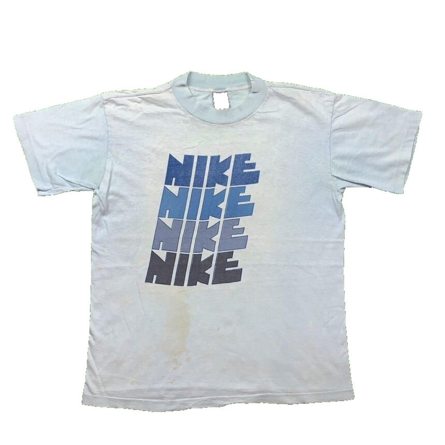 70s Quad Block Print Vintage Nike T Shirt USA Rare Single Stitch Pinwheel Anvil