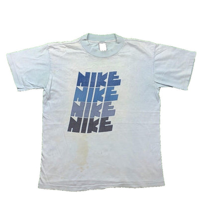 70s Quad Block Print Vintage Nike T Shirt USA Rare Single Stitch Pinwheel Anvil