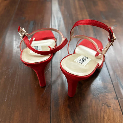 Sam & Libby Diva Sl Red Women Size 8.5 M Sandal Heels Ankle Strap Sexy Nice