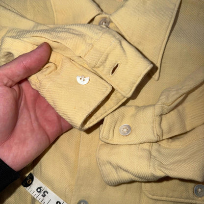 Vtg 50s Rockabilly Butter Yellow Board Shirt Shacket 2-Pocket Straight Hem S