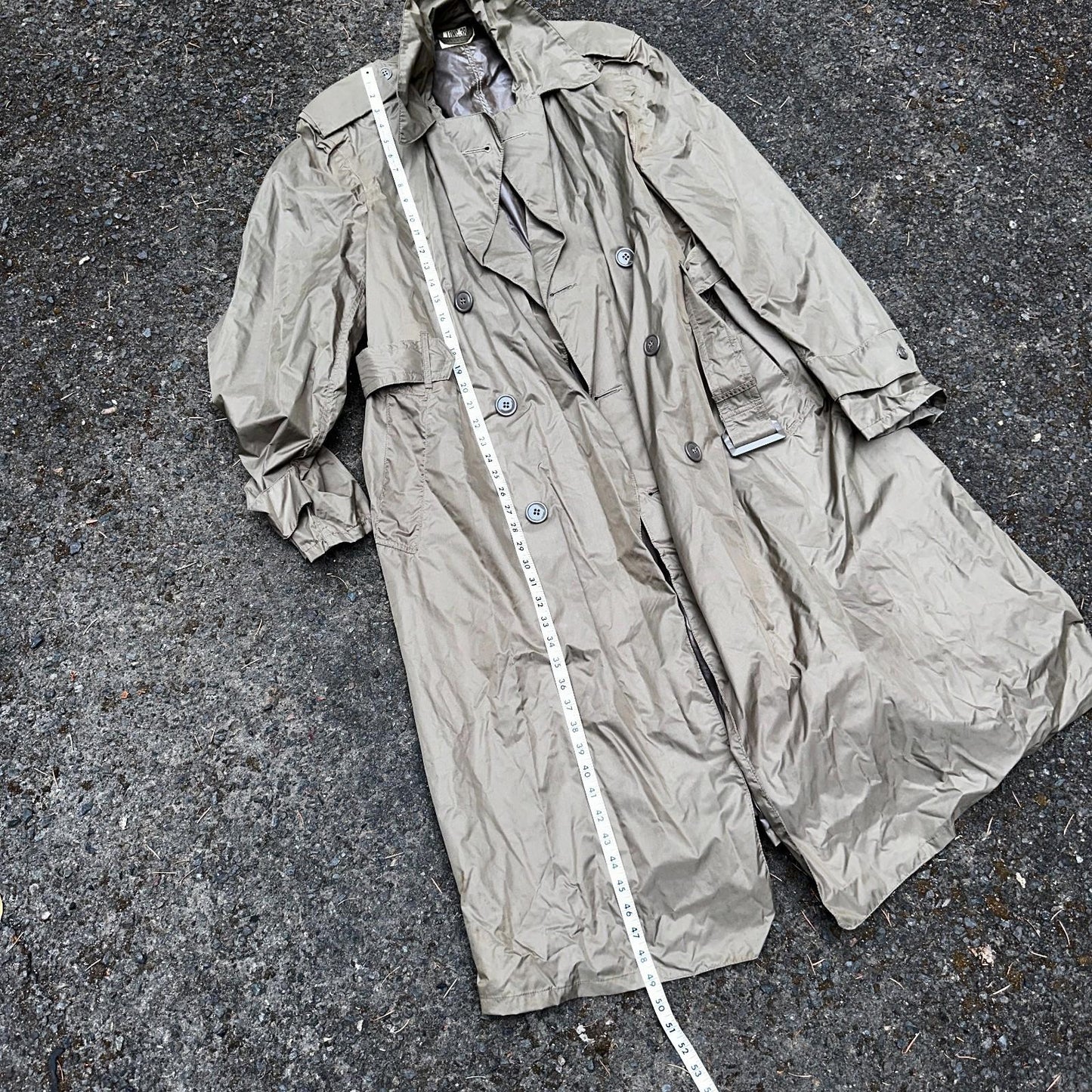 VTG 1958 US Army Mans Raincoat Nylon Taupe Shade 179 Military Uniform Mens 38L