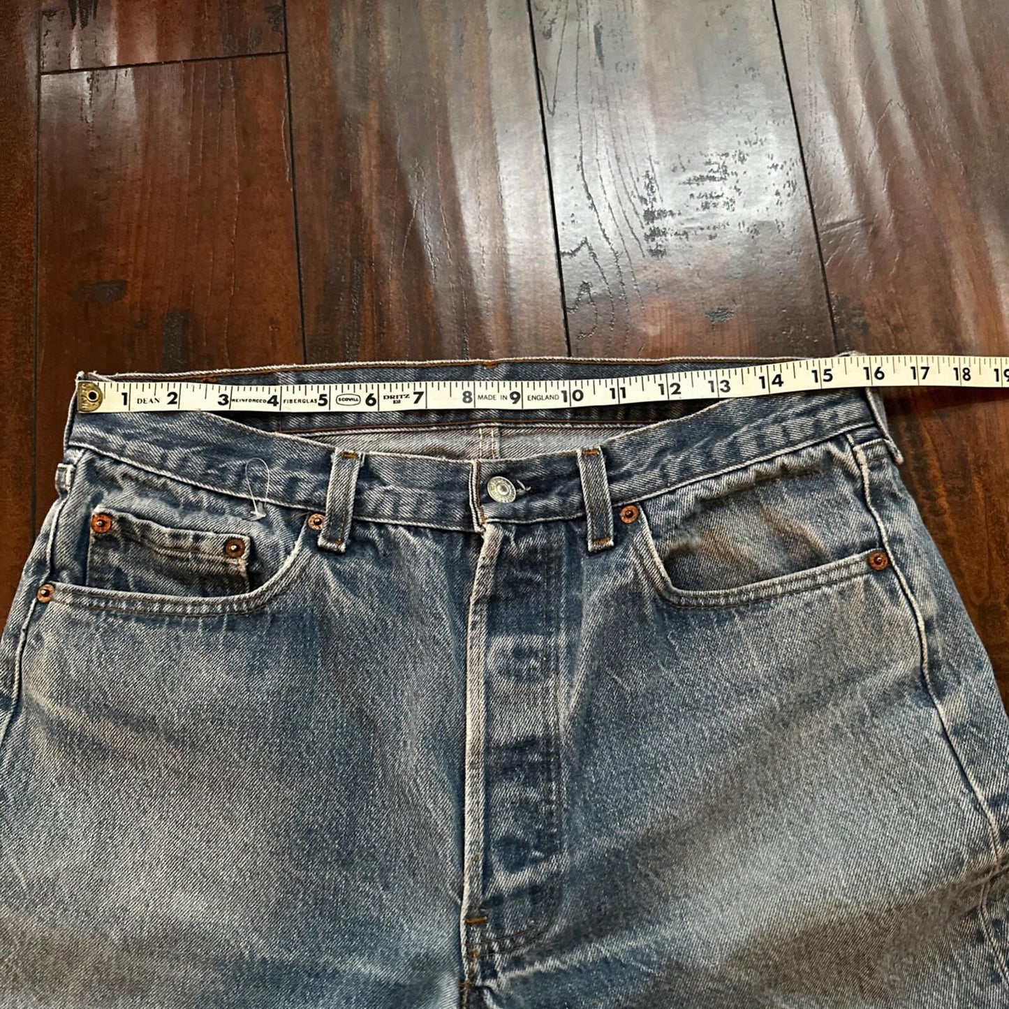 VTG 80s Levis 501 Button Fly 35x32 USA Tag Jeans Straight Wash Blue XX Act 31x31