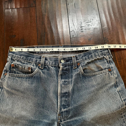 VTG 80s Levis 501 Button Fly 35x32 USA Tag Jeans Straight Wash Blue XX Act 31x31