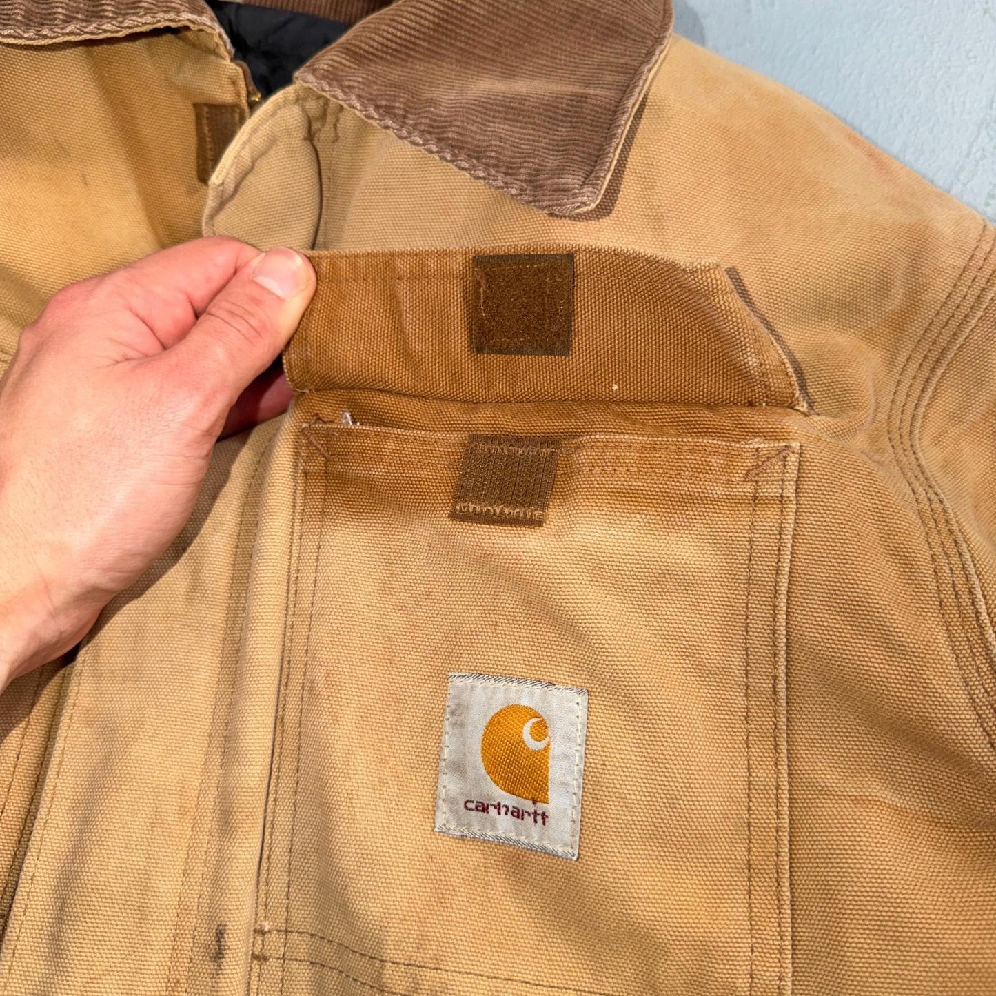 Carhartt Jacket Men's Fits XL Brown Duck Canvas Quilt Blanket Lined VTG Chore