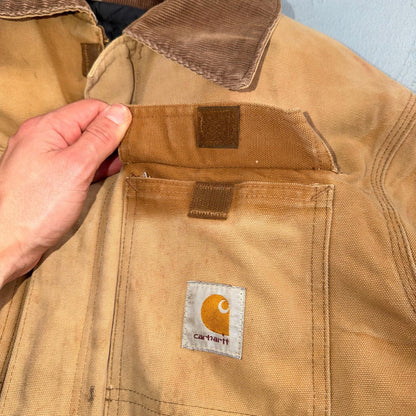 Carhartt Jacket Men's Fits XL Brown Duck Canvas Quilt Blanket Lined VTG Chore