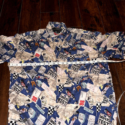 Nicole Miller 100% Silk Shirt Vintage 1994 Limited Quantities Cars Drivers Test