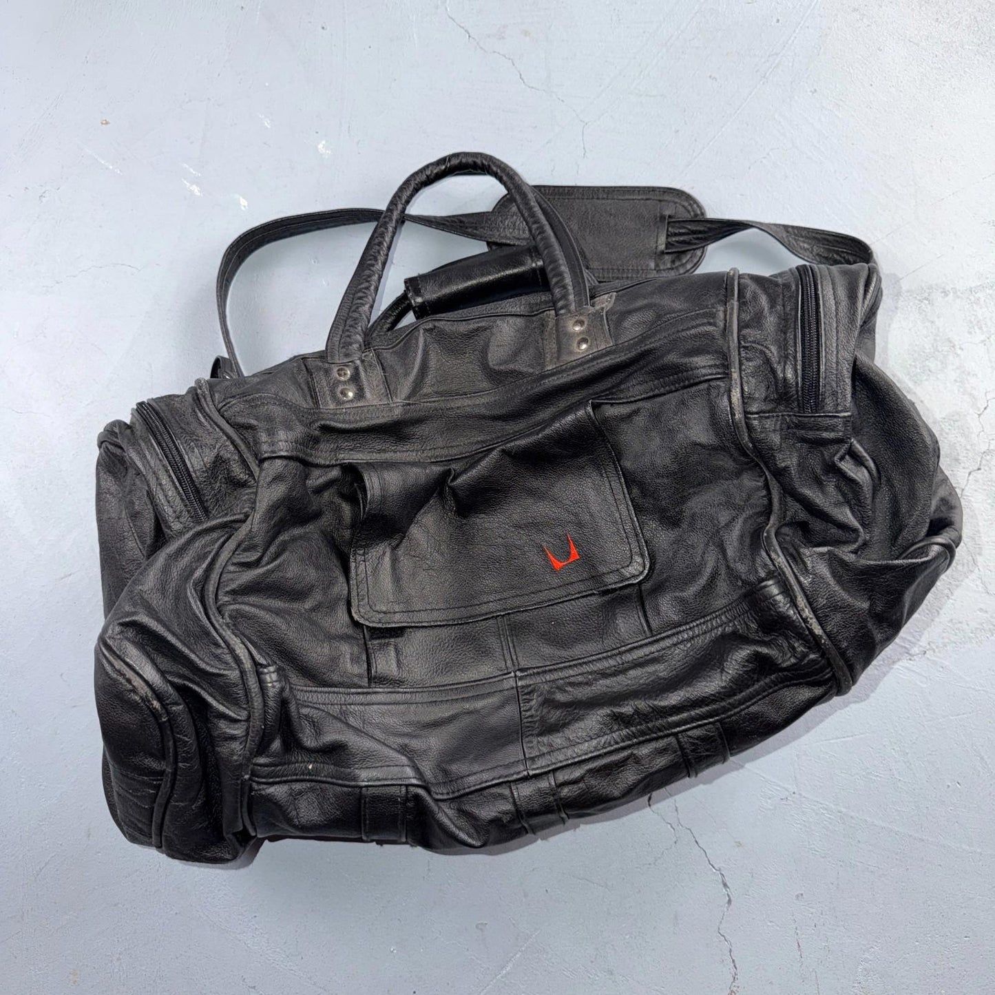 Herman Miller Eames Vintage Soft Black Leather Promotional Duffle Bag Promo 90s
