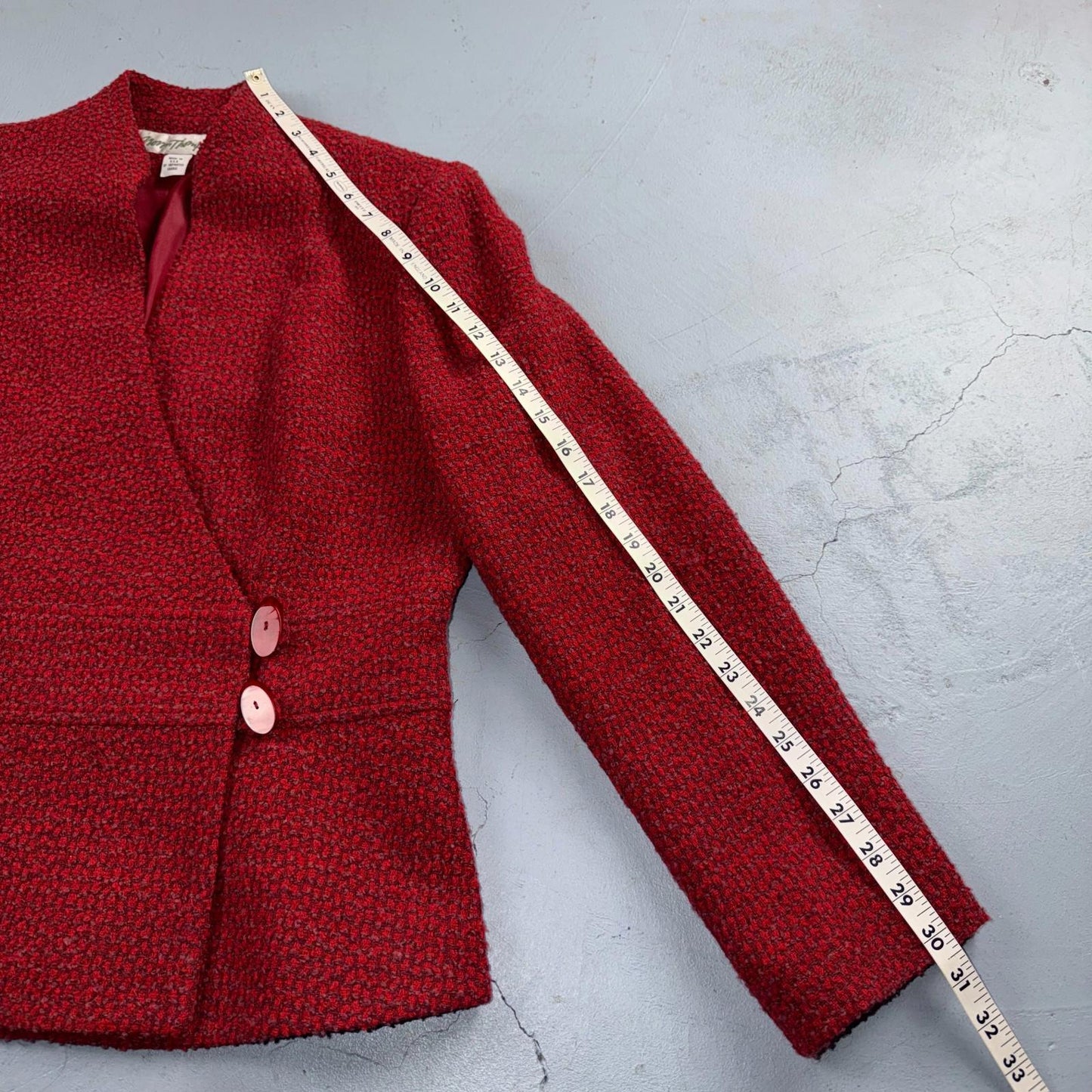 VTG 90s Norm Thompson Womens Red Jacket Blazer Wrap Wool Size 12 Casual Chic