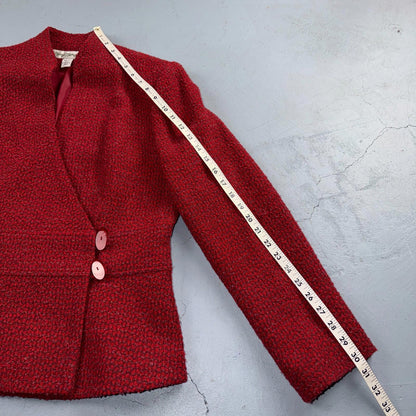 VTG 90s Norm Thompson Womens Red Jacket Blazer Wrap Wool Size 12 Casual Chic