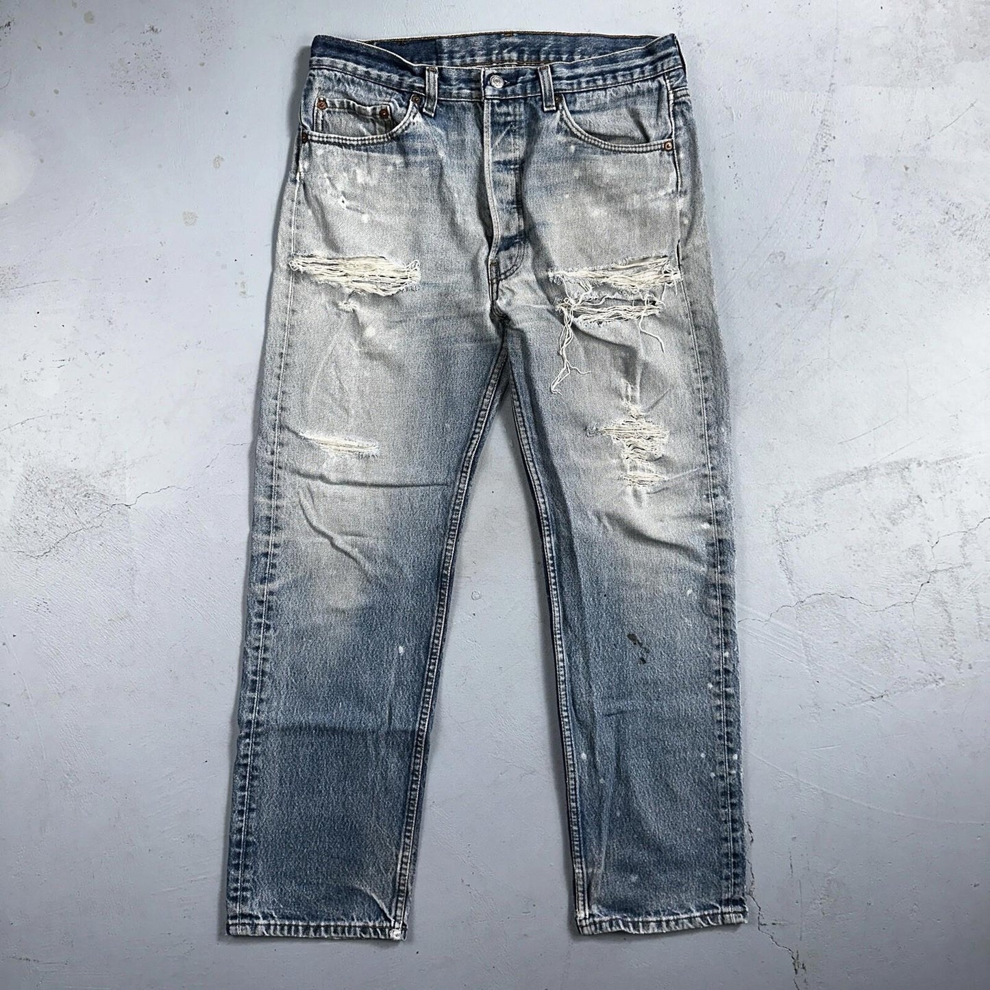 Levis 501 Vintage 90s USA XX Straight Leg Jeans 35x33 Light Wash Act 32x29