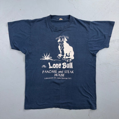 Lone Bull Pancake Steak House VTG T Shirt NYC New York Travel Food Lake George