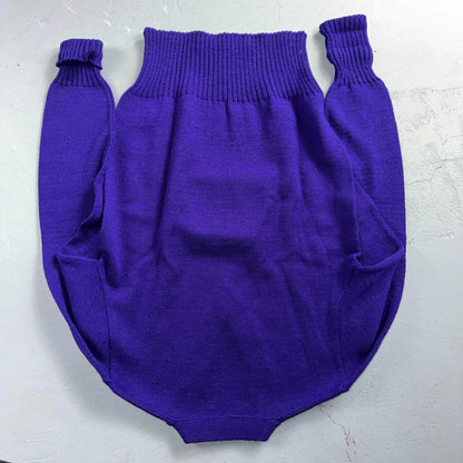 Vintage Sportcraft Knitting Cardigan Purple Wool College School Varsity Sweater