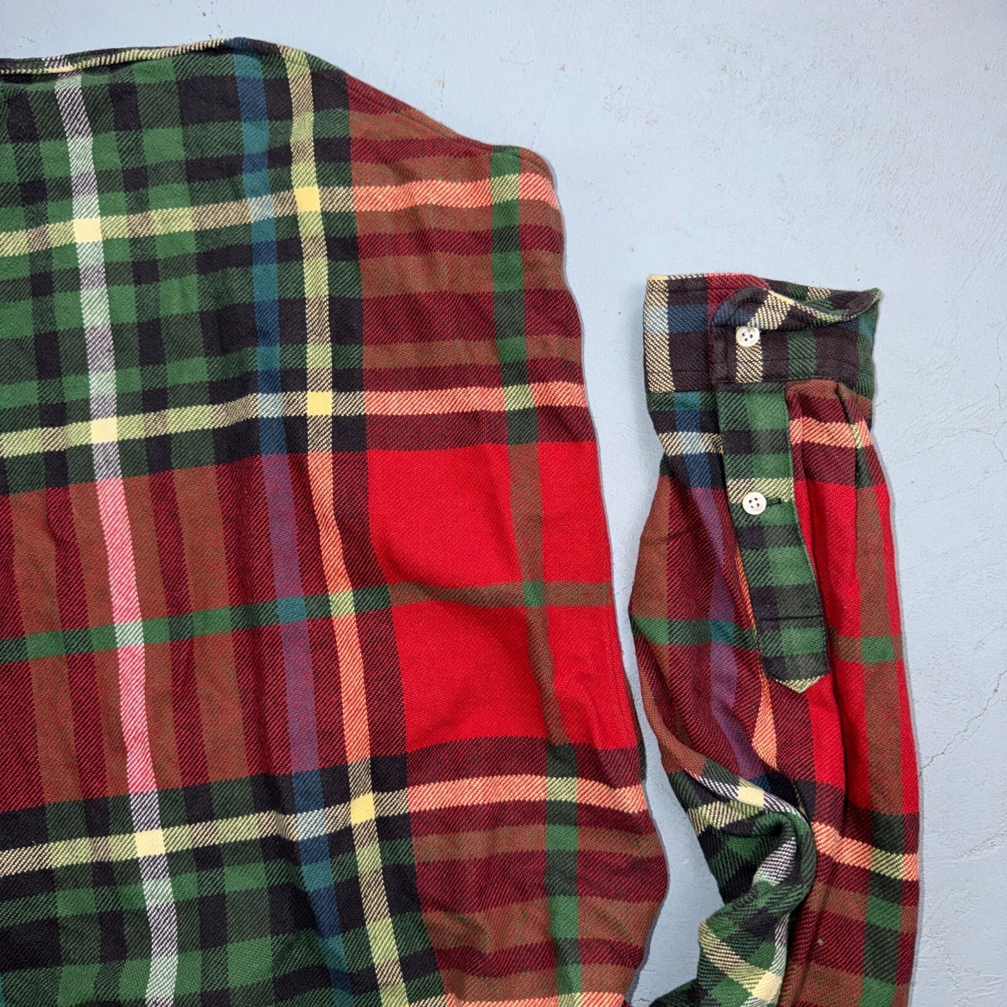 Ralph Lauren Blaire Red Green Plaid Flannel Button Down Shirt Mens XL Cotton 90s