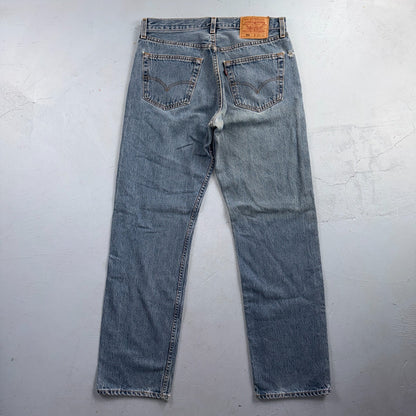 Levis 501 Vintage 90s USA XX Straight Leg Jeans Blue Light Wash 33x32 Act 31x30
