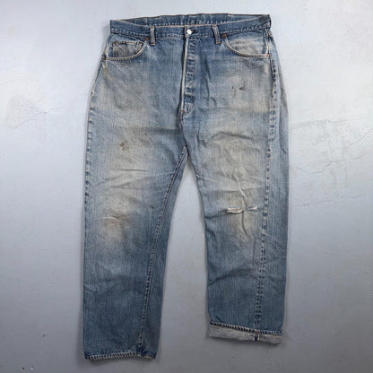 Levis 501 Vintage 70s SS Redline Selvedge USA Jeans Light Wash 44x34 Act 40x30