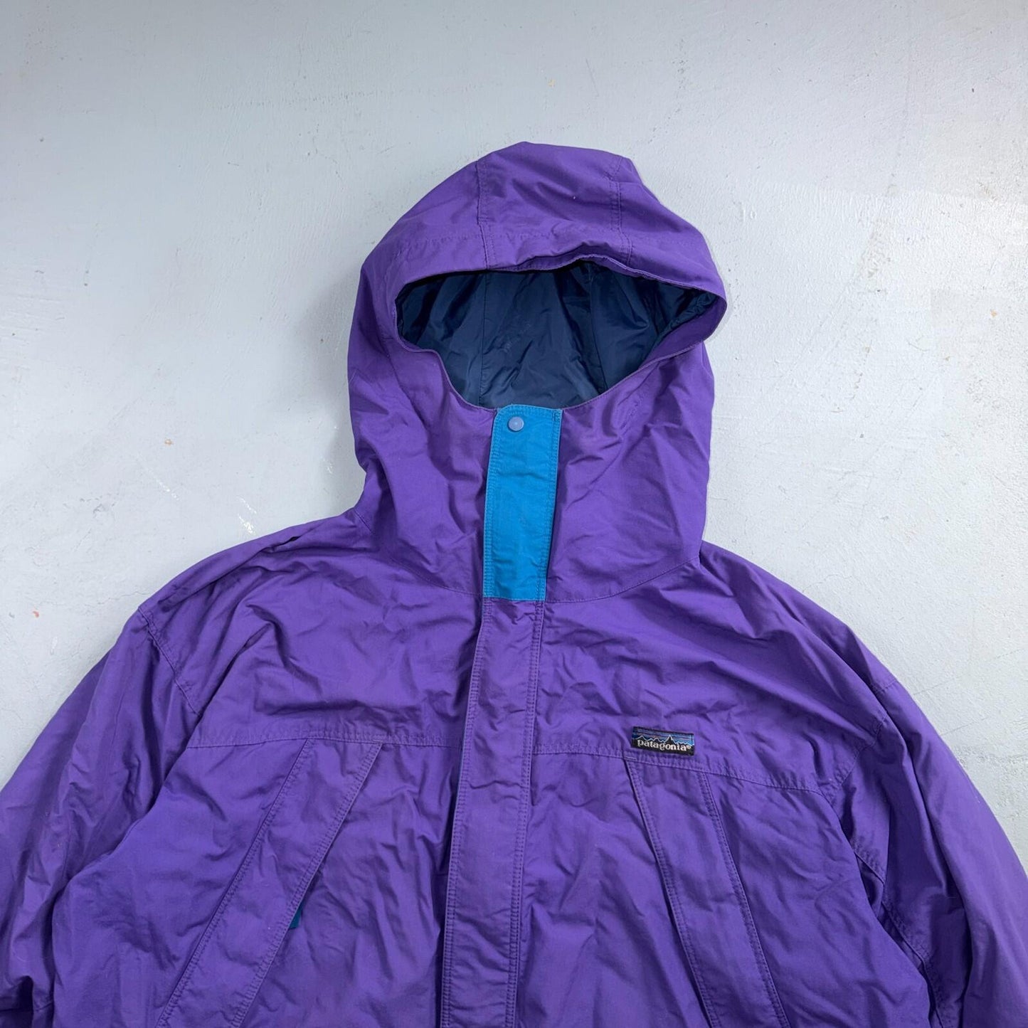 Patagonia VTG RARE 90s Hooded Zip Up Jacket Mens L Purple Rain Parka Wind