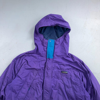 Patagonia VTG RARE 90s Hooded Zip Up Jacket Mens L Purple Rain Parka Wind