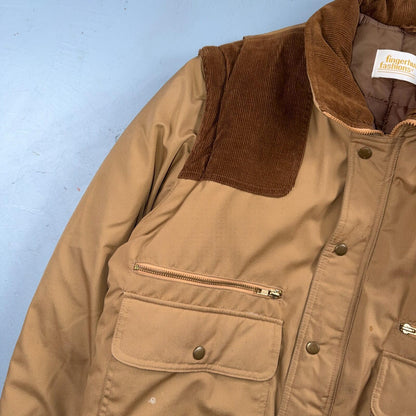 Vintage Fingerhut Fashions Puffer 1970s Brown Cream Mens Ski Coat Size XL 70s