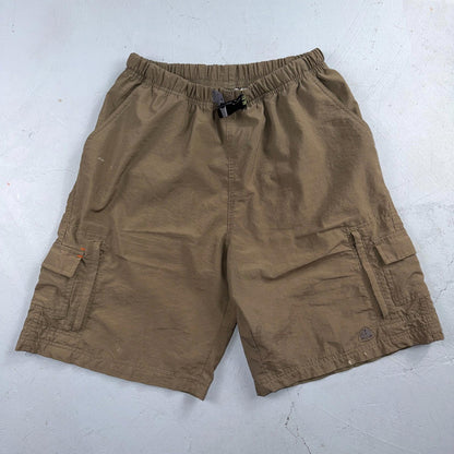 Nike ACG Shorts Mens Medium Beige Nylon Trail Hiking Outdoor Belted Vintage 90s