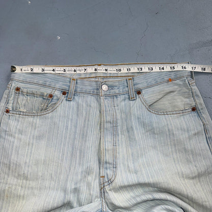 Levis 501 Vintage Y2K 90s XX Straight Leg Jeans Blue Light Wash Stripe Act 33x29
