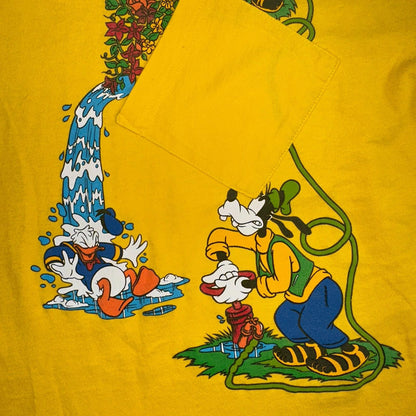Disney Mickey Mouse Tilted Pocket 90s VTG T Shirt Y2K Goofy Cute Graphic Fun