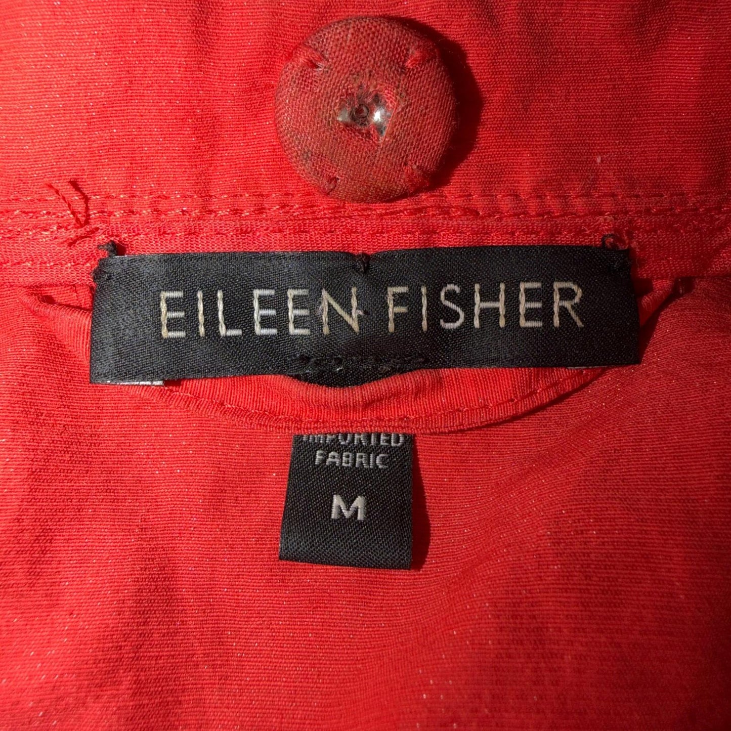 Eileen Fisher Cotton Coral Crinkle Asymmetrical Mock Neck Jacket Size Medium