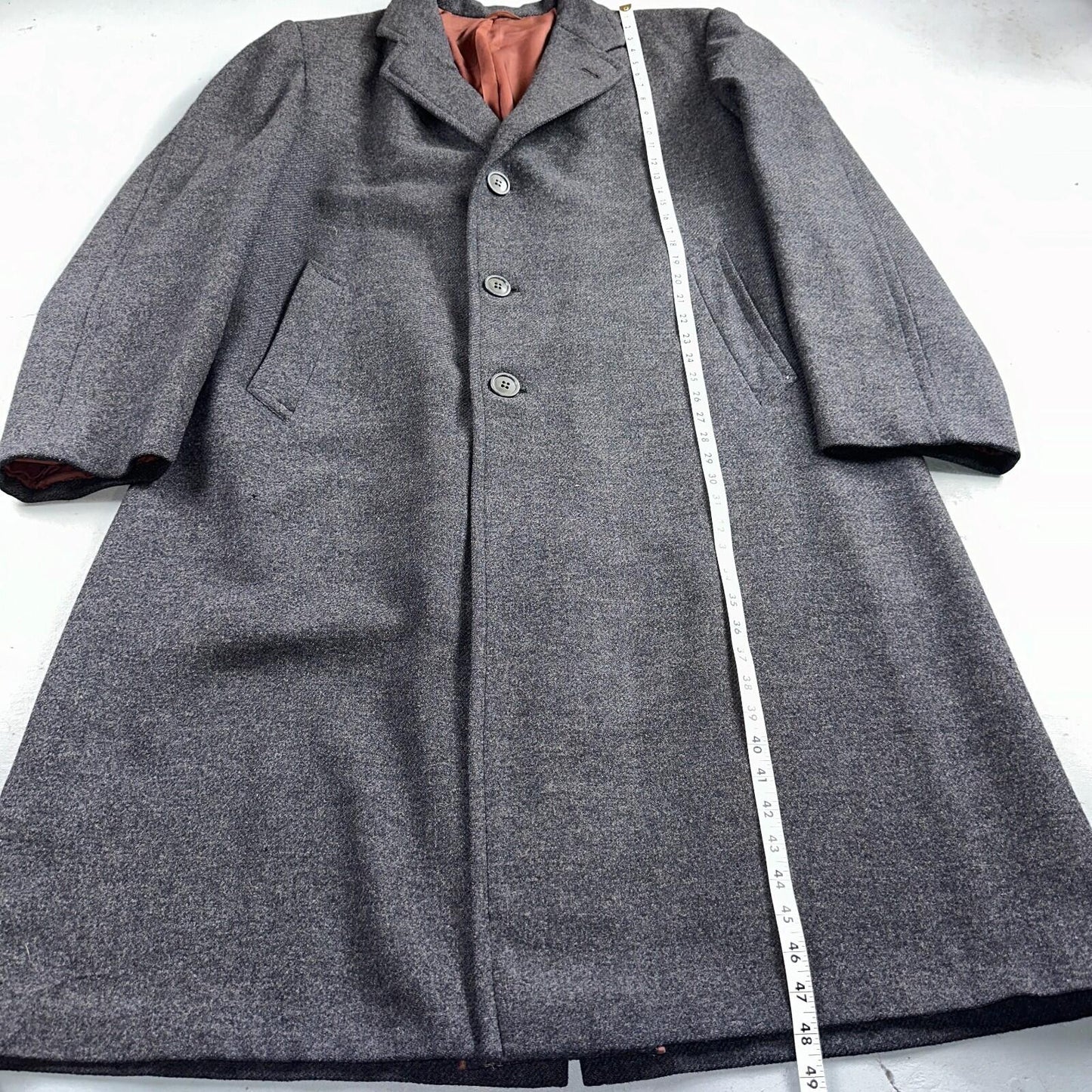 VTG Edward Chapman 1948 Vancouver BC Mens Overcoat Long Coat WWII 1940s Wool