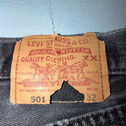 Levis 501 Vintage 90s USA XX Straight Leg Jeans Black Light Wash 34x32 Act 33x30