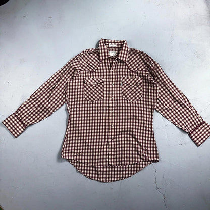Levis VTG 1980s Pearl Snap Button Shirt Mens L Plaid 80s Cowboy Shirt Korea LS