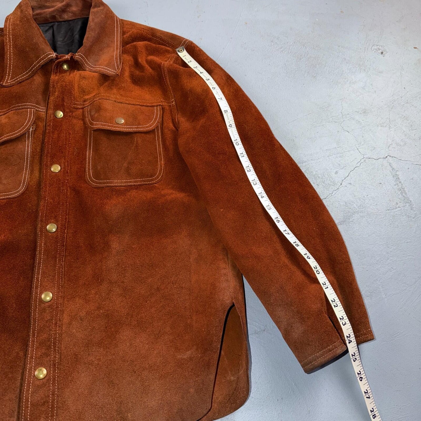 Buckboard Vintage Suede Leather Western Jacket Snap Buttons Men’s Size 44
