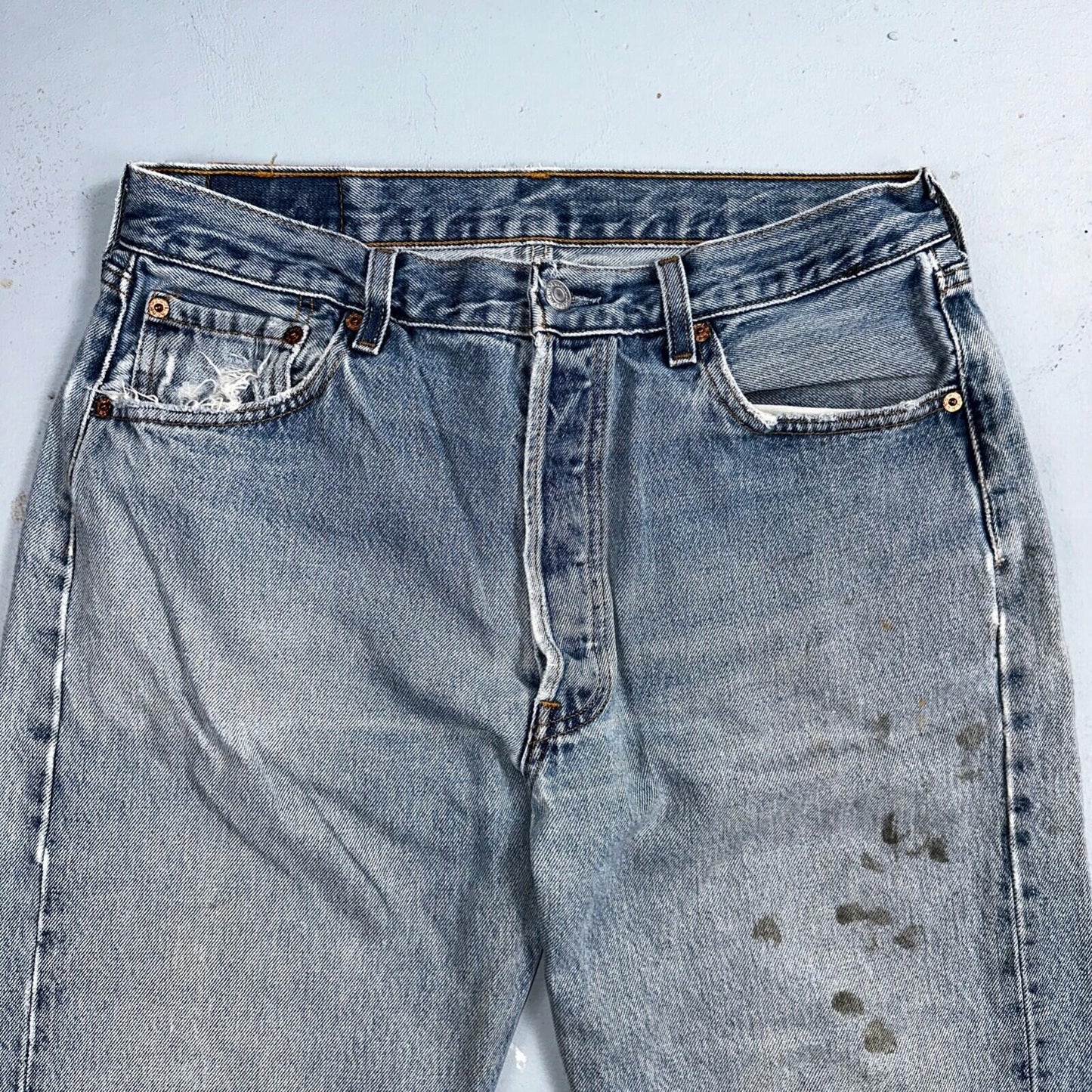 Levis 501 Vintage 90s USA XX Straight Leg Jeans 34x34 Blue Light Wash Act 31x32